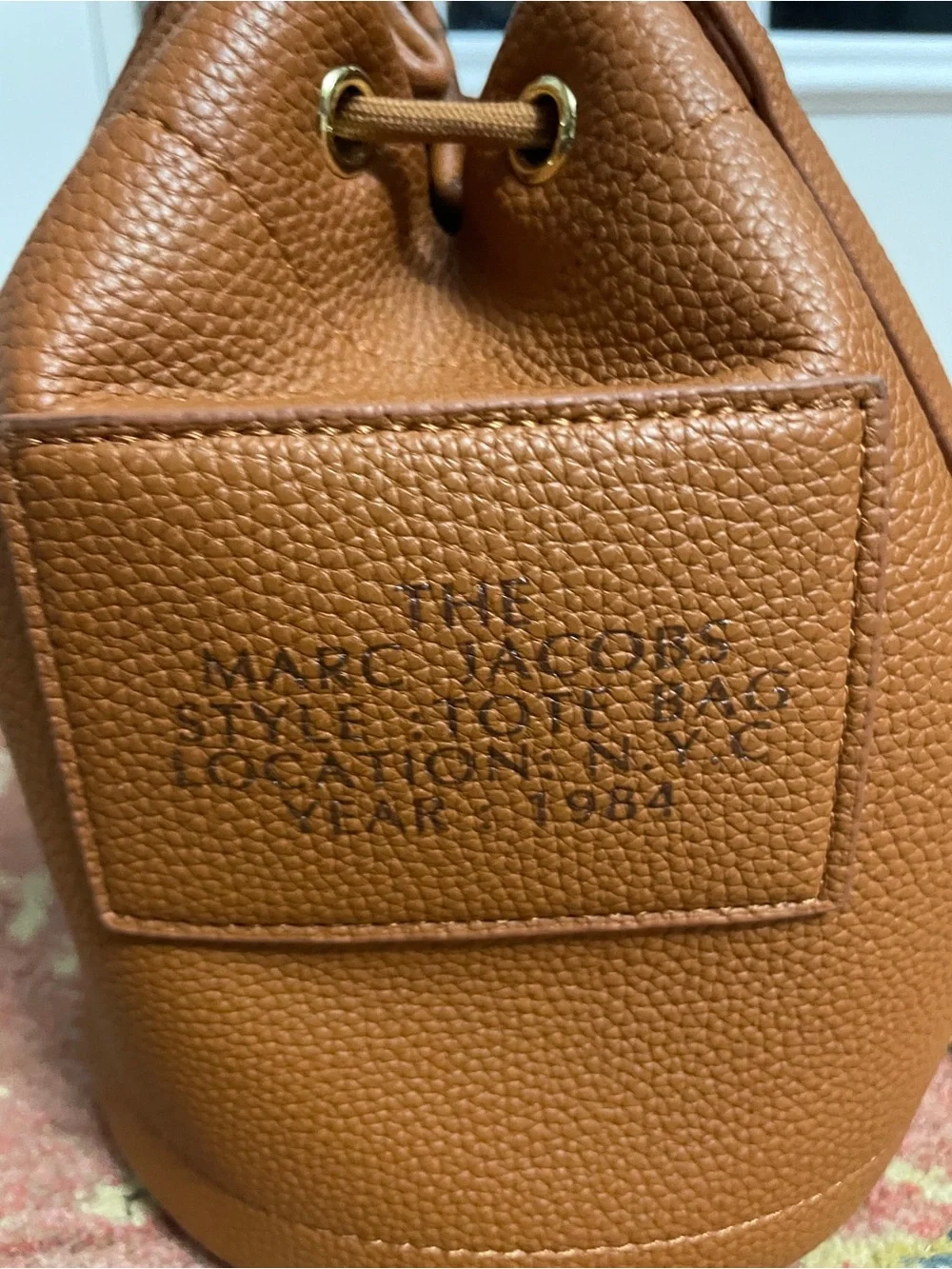 Marc Jacobs Cognac Pebbled Leather 'The Bucket' Drawstring Bag